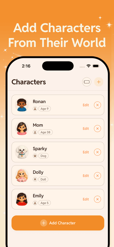 Add characters from their world